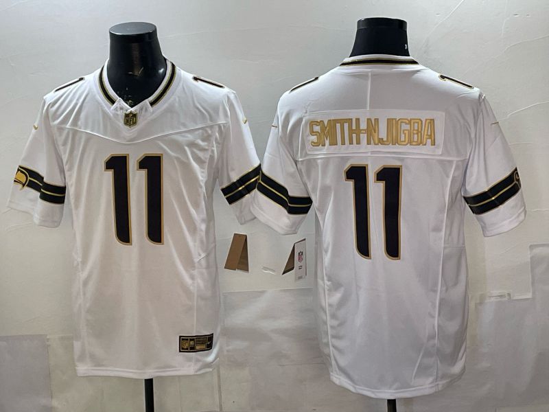 Men 2026 Seattle Seahawks #11 Smith-Hjigba White gold 3th generations Nike Limited NFL Jersey style 002->seattle seahawks->NFL Jersey